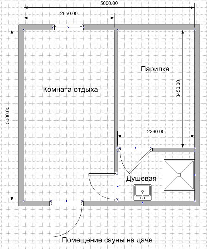 Схема-план сауны на даче